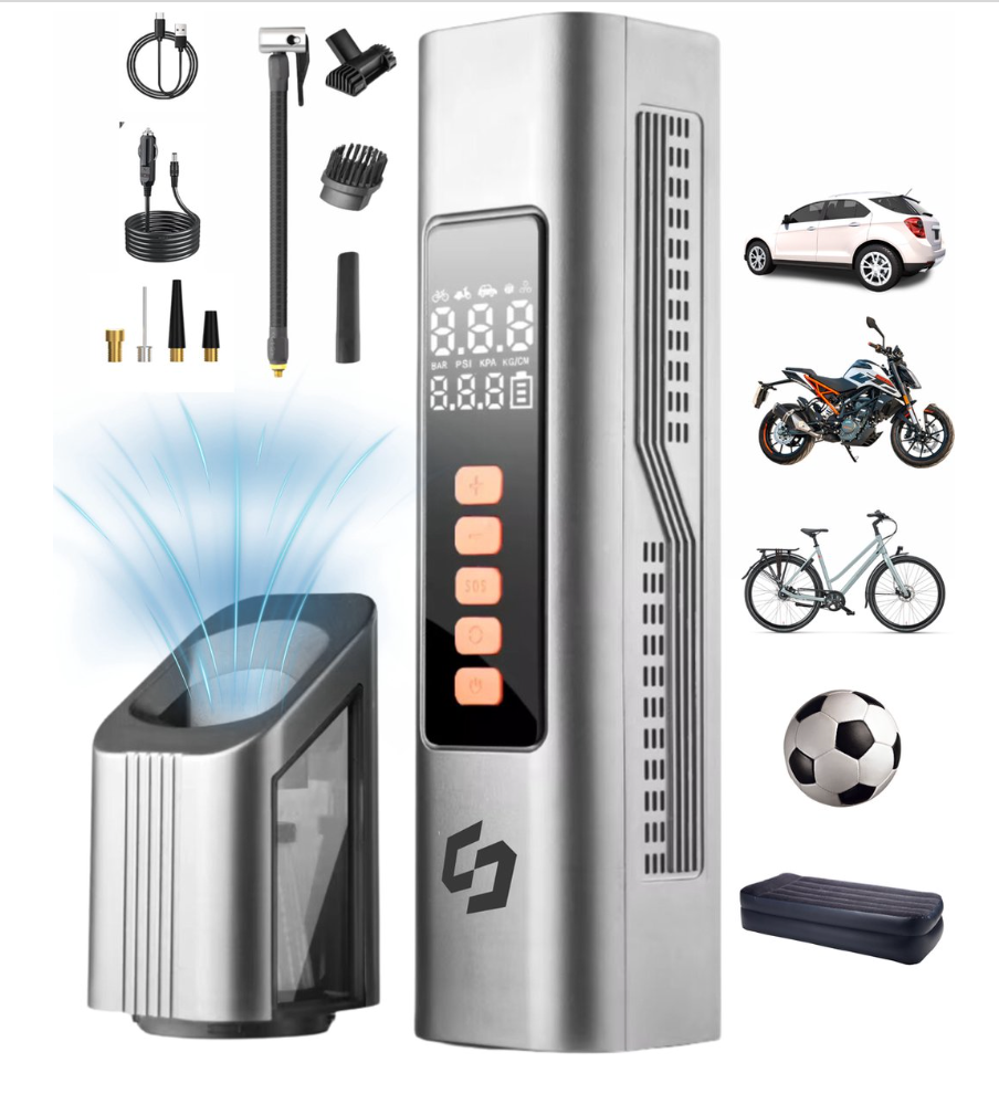 Draagbare 4-in-1 Luchtcompressor & Autostofzuiger Draadloos