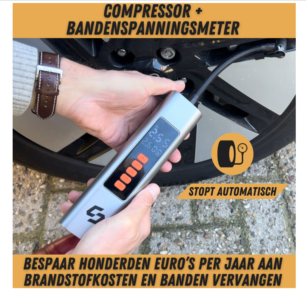 Draagbare 4-in-1 Luchtcompressor & Autostofzuiger Draadloos