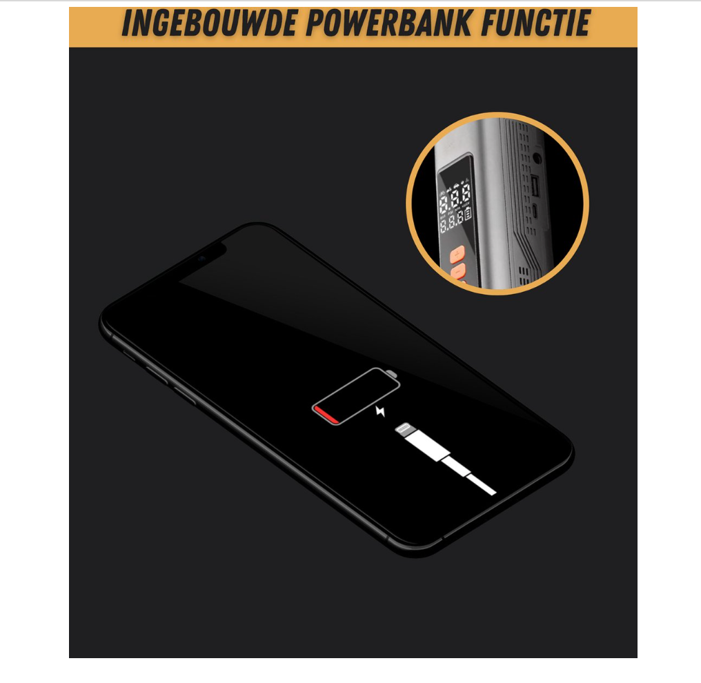 Draagbare 4-in-1 Luchtcompressor & Autostofzuiger Draadloos